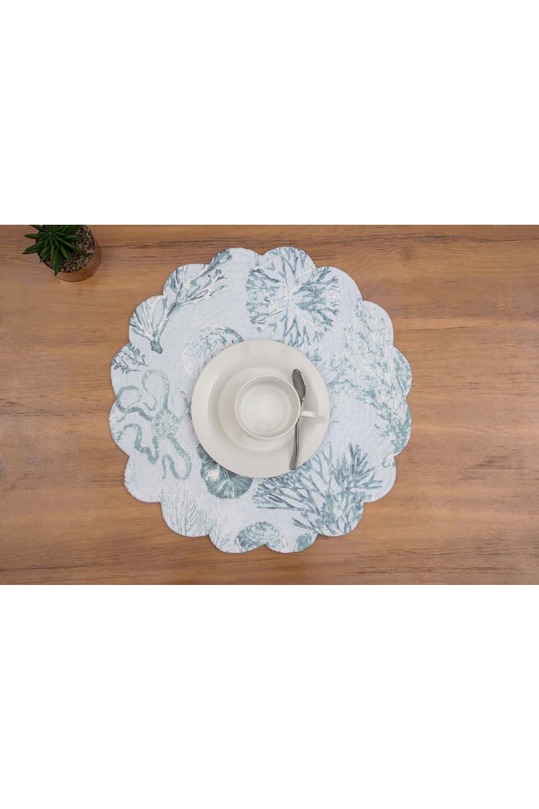 Cerulean Breeze Reversible Round Set of 6 Placemats 17", Alternate, color, Blue