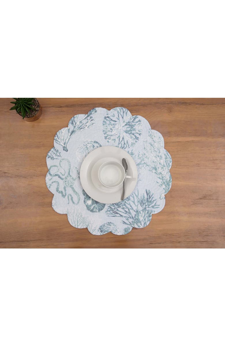 C&F Home Cerulean Breeze Reversible Round Set of 6 Placemats 17", Alternate, color, Blue