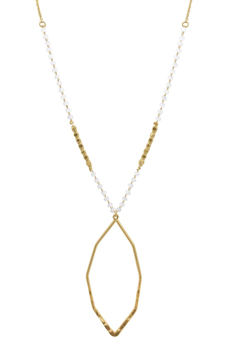 Adornia Mixed Media Octagon Pendant Necklace, Main, color, White