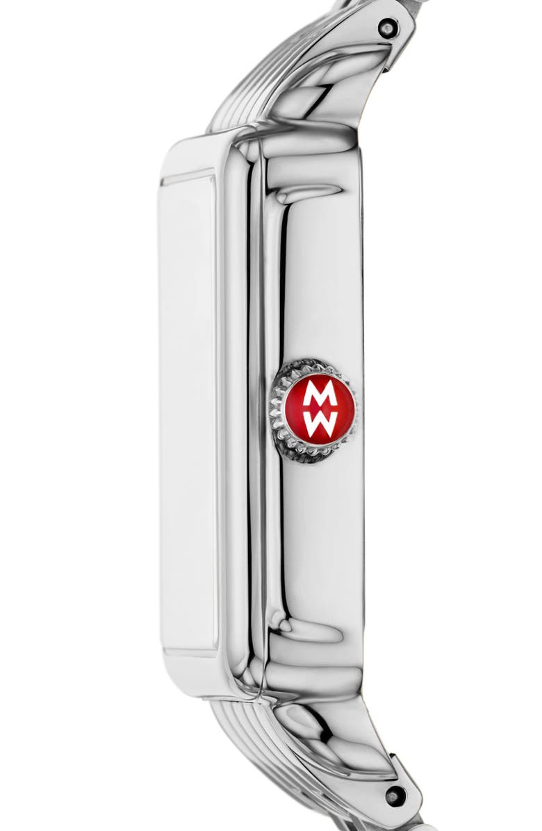 MICHELE Deco Park Mother-of-Pearl Bracelet Watch, 23mm x 29mm, Alternate, color, Silver