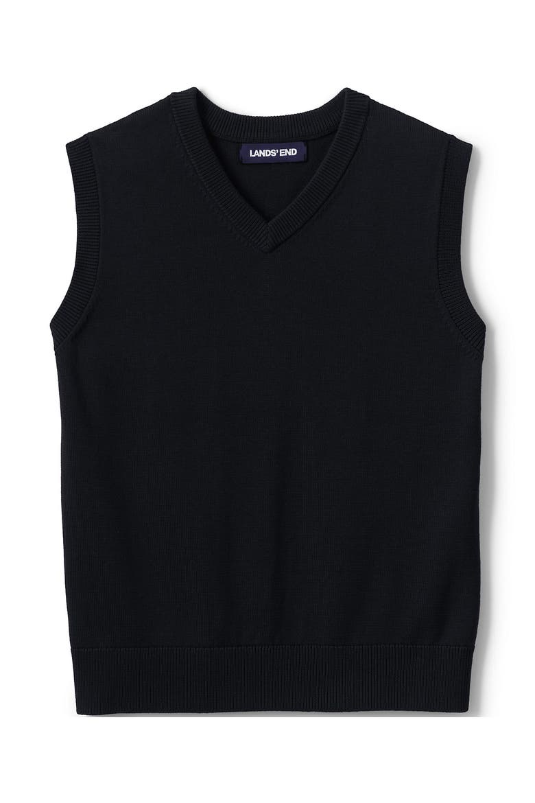 School Uniform Kids Cotton Modal Fine Gauge Sweater Vest, Main, color, Black