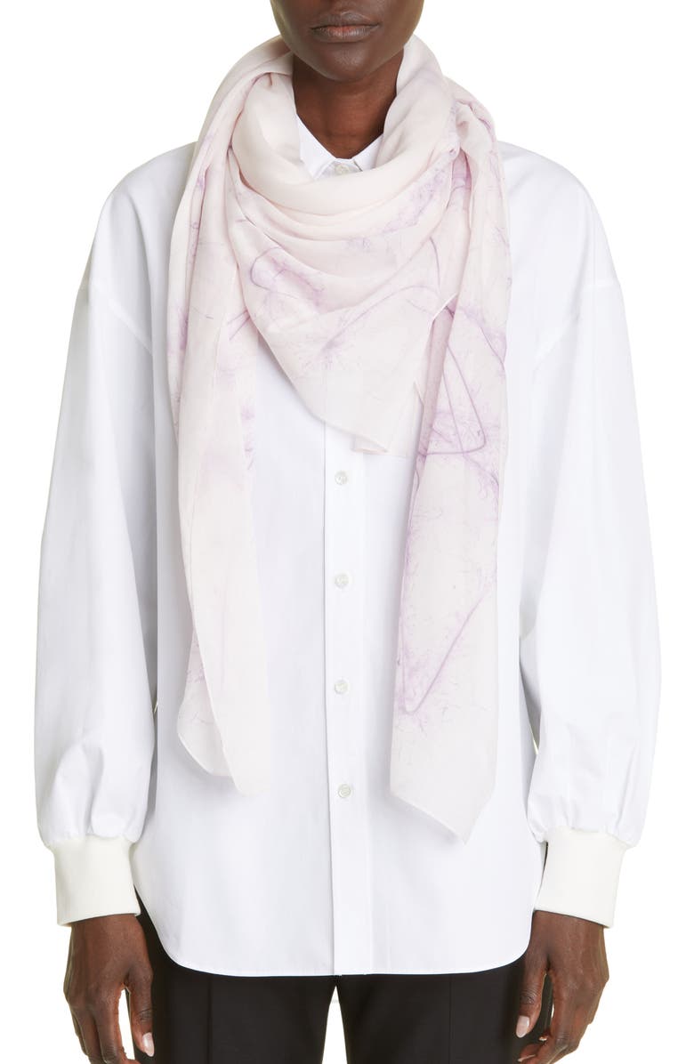 McQueen Wire Logo Cotton & Silk Scarf, Alternate, color,