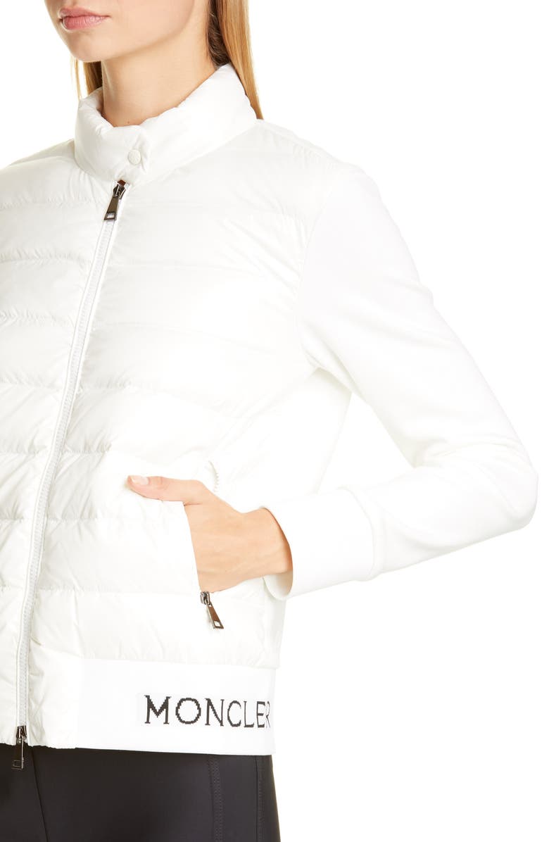 Moncler Lacquered Quilted Down Front Sweatshirt, Alternate, color, 