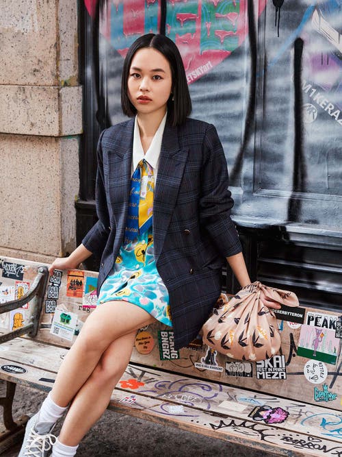 Lost Pattern Nyc "el Amor" Silk Twill Skinny Scarf In Multi