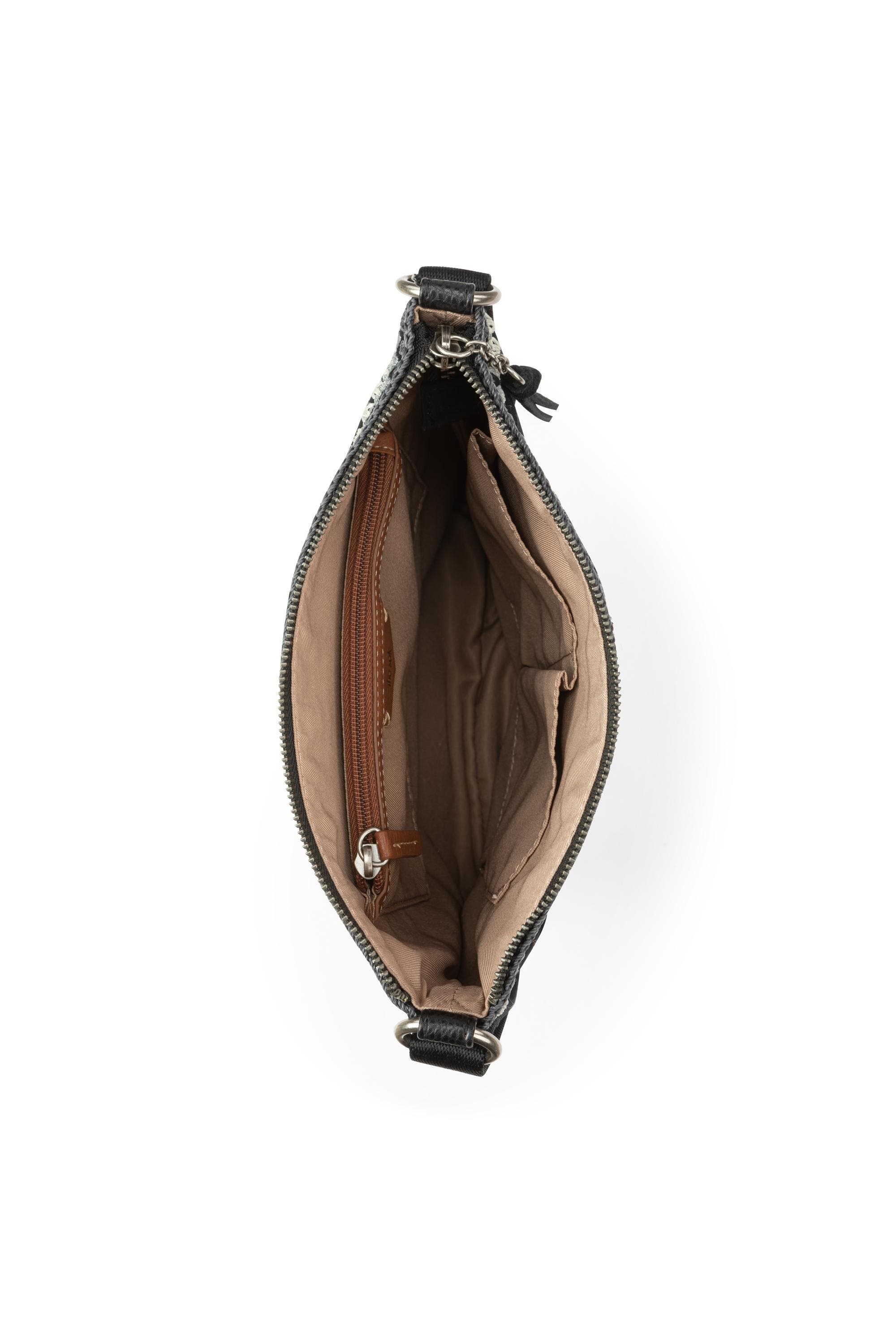 The Sak Lucia Crossbody Leather Bag, Alternate, color, Black Suede Blanket Stitch