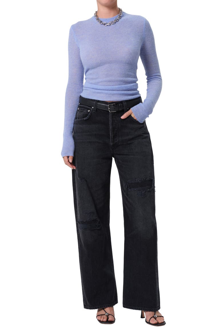 Alessia Wool & Cashmere Blend Rib Top, Alternate, color, HEATHER ROBIN