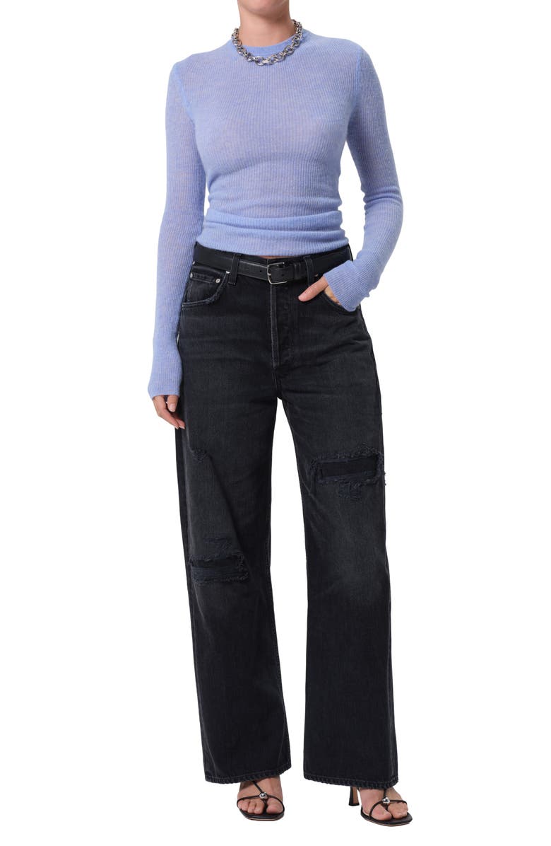 Citizens of Humanity Alessia Wool & Cashmere Blend Rib Top, Alternate, color, Heather Robin