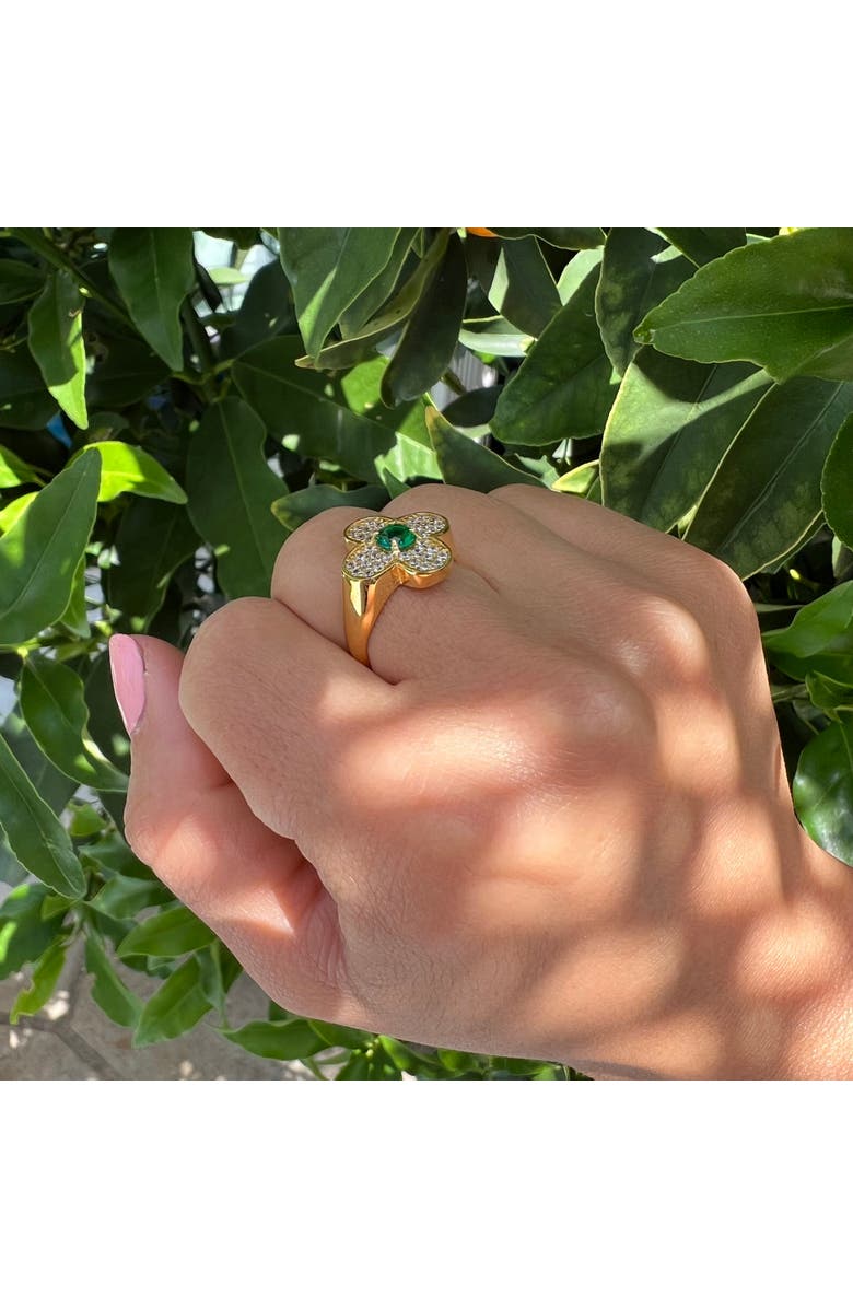 Gemma Azzurro Gold Clover Emerald Ring, Alternate, color, Green