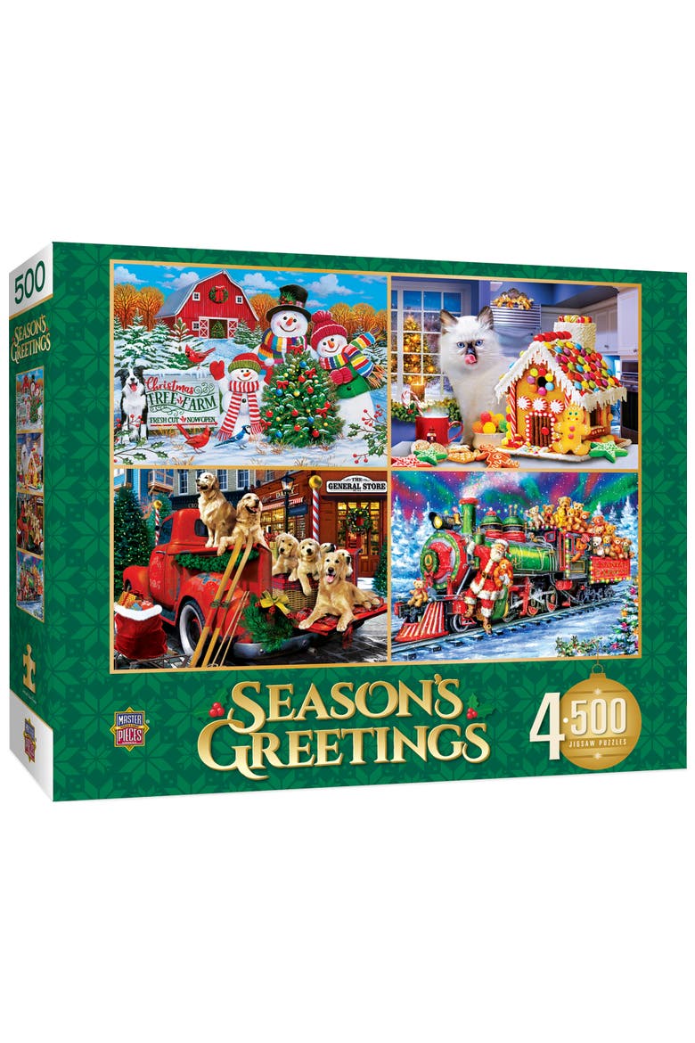 Season's Greetings 500pc Puzzles 4-Pack, Main, color, Multicolor