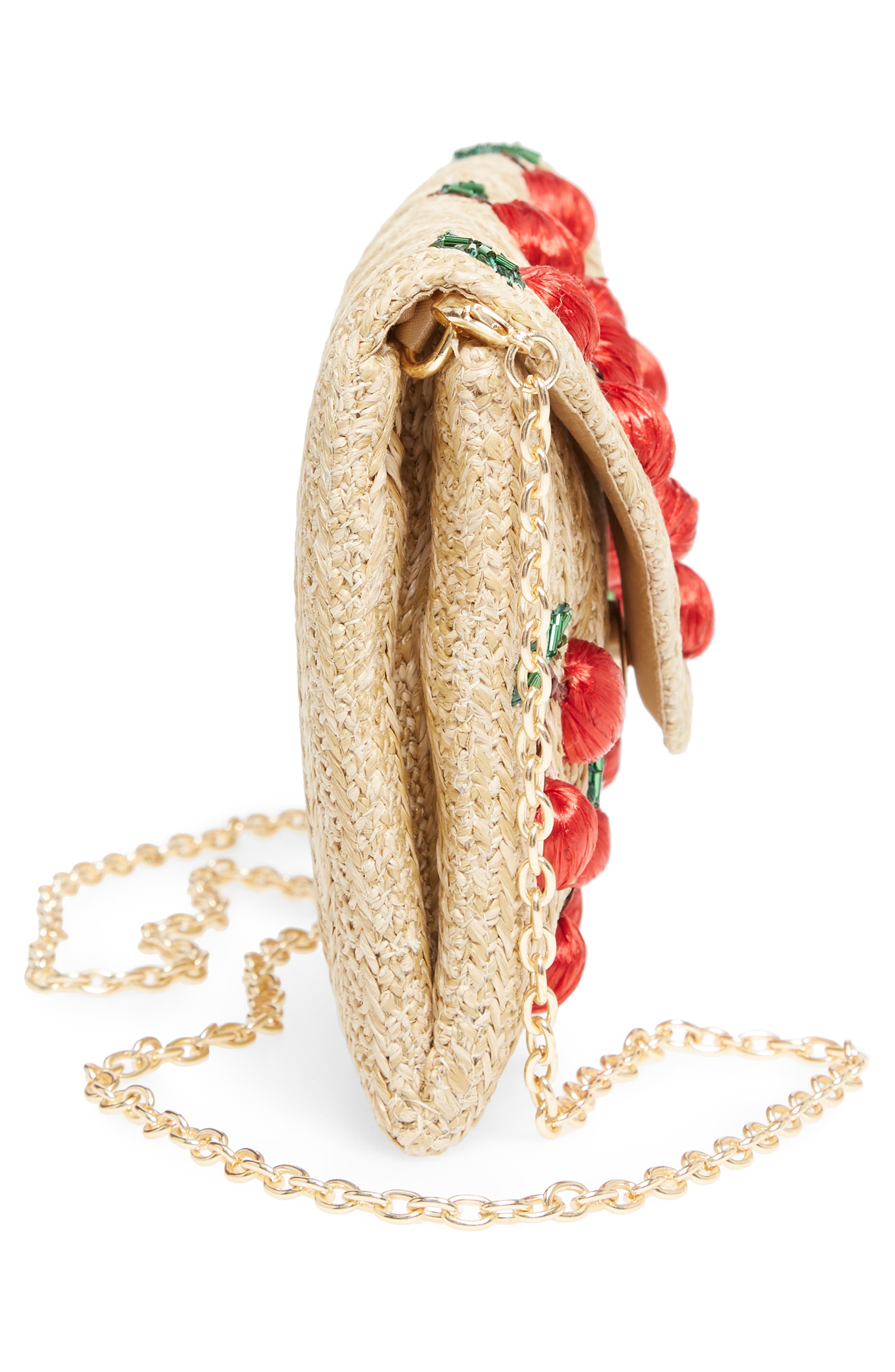 Nordstrom Cherry Embellished Straw Envelope Clutch, Alternate, color, 