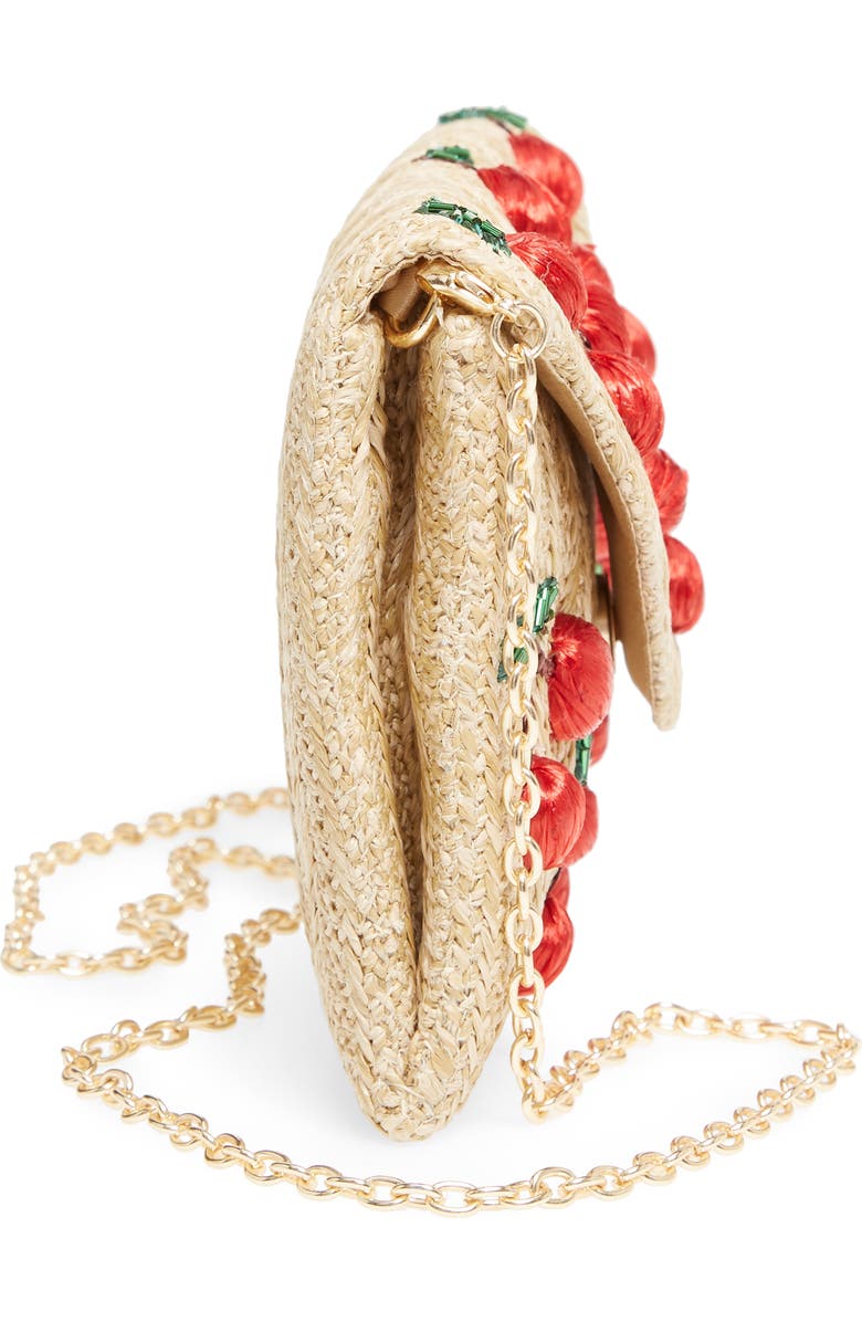 Nordstrom Cherry Embellished Straw Envelope Clutch, Alternate, color,
