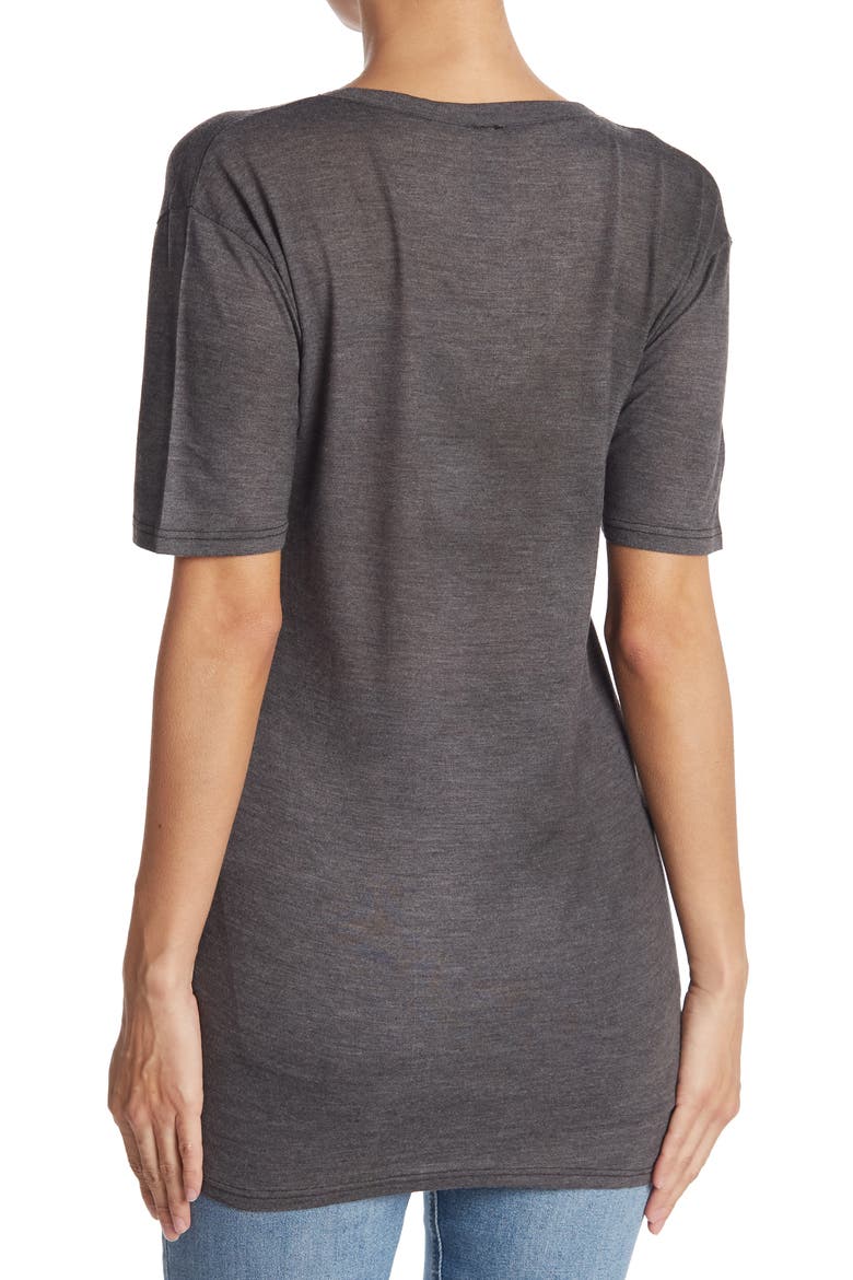 Deep V-Neck Boyfriend Tee, Alternate, color, BLACK DYE 2
