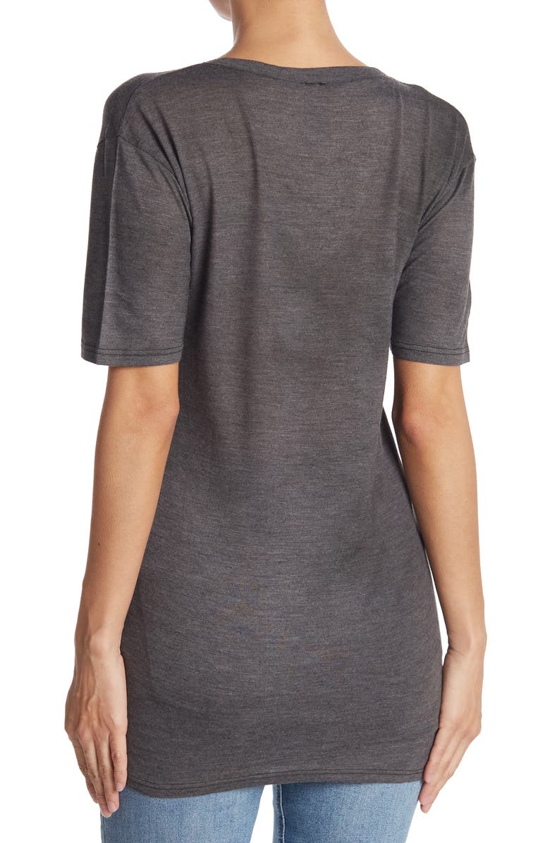 GO COUTURE Deep V-Neck Boyfriend Tee, Alternate, color, Black Dye 2