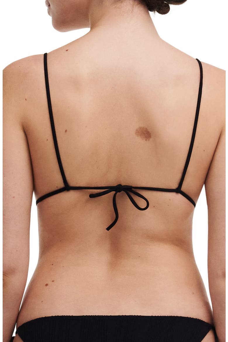Jacquard Triangle Bikini Top, Alternate, color, BLACK