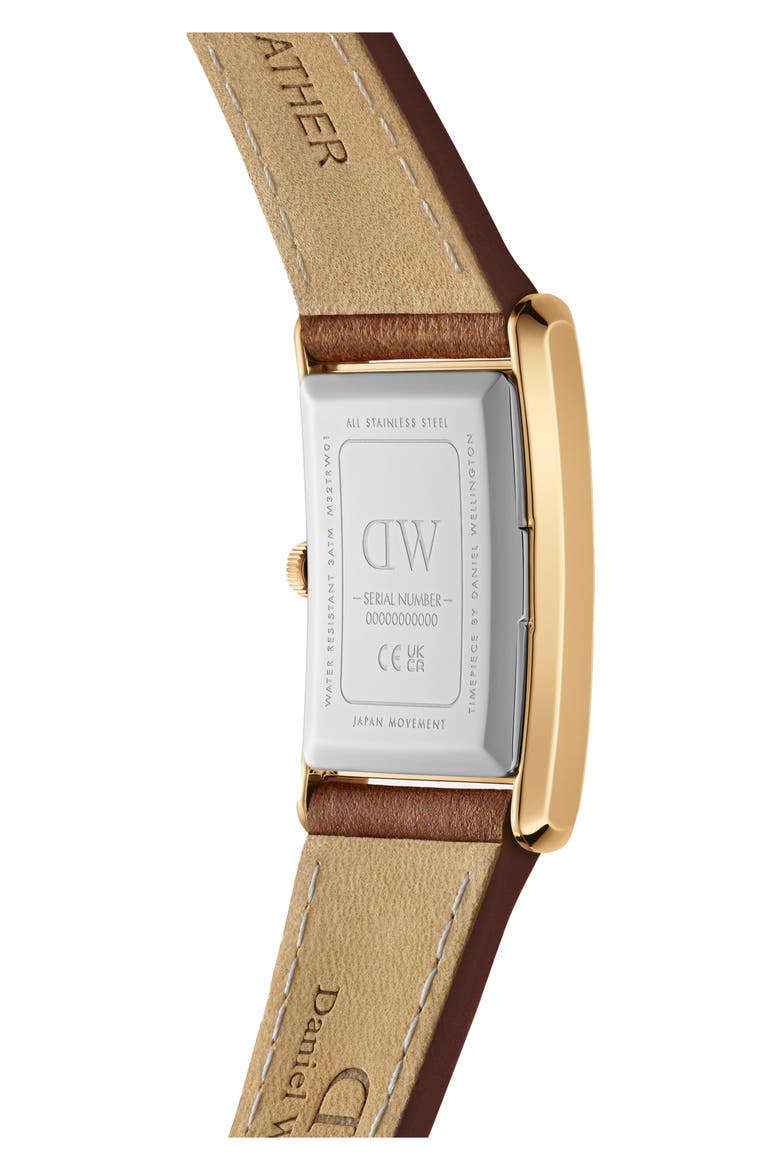 Tank Leather Strap Watch, 32mm x 22mm, Alternate, color, GOLD