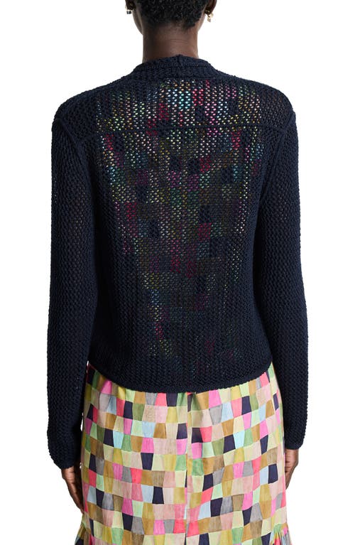 Nic + Zoe Nic+zoe Open Stitch Cocoon Cardigan In Dark Indigo