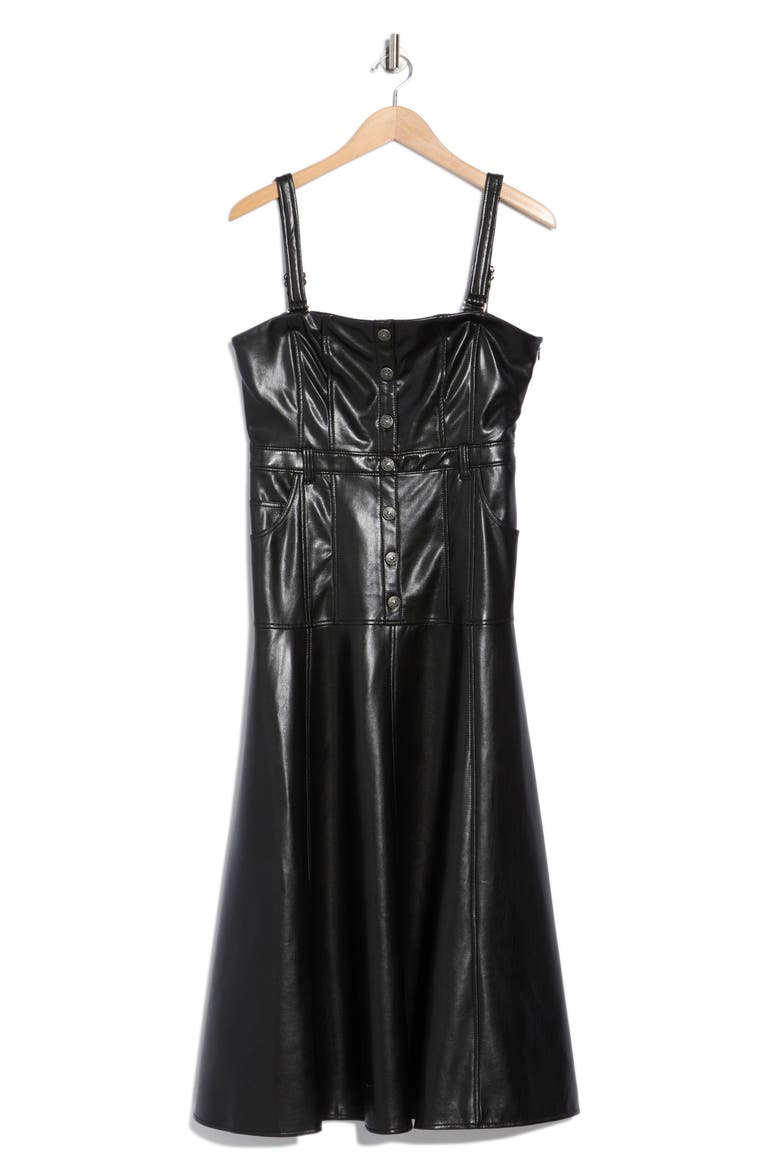 black leather fit and flare dress Cinq à Sept Veena Faux & Midi (Women) oversized dress