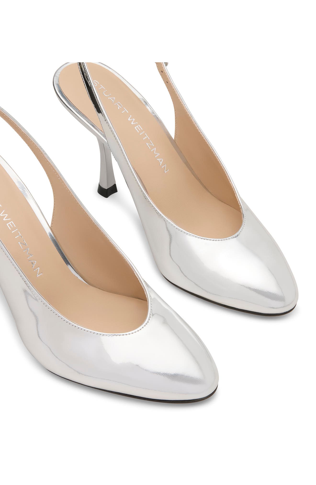 Stuart Weitzman Madison Slingback Pump 85, Alternate, color, Silver