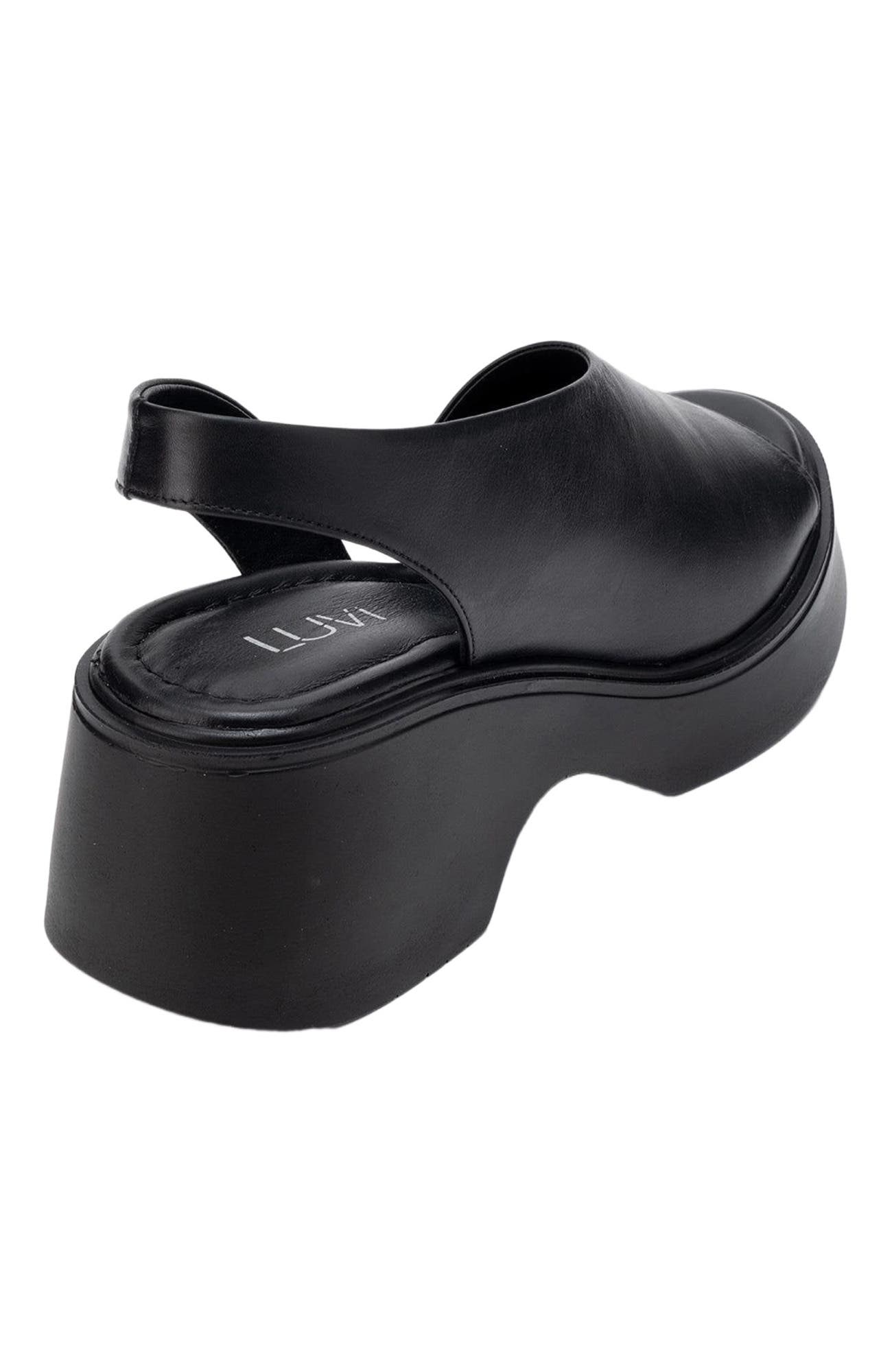 Forever & Always Shoes ROY Leather Wedge Sandal, Alternate, color, Black Leather