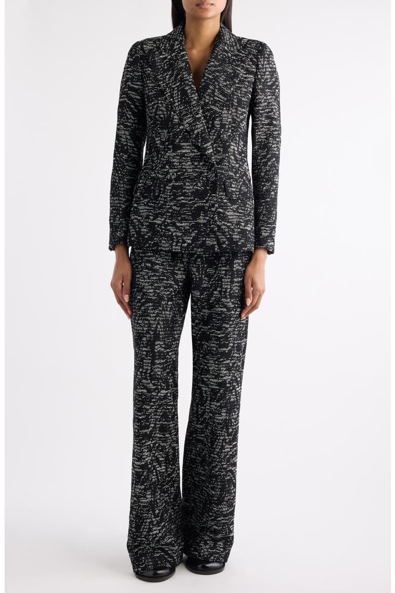 Beaura Abstract Swirl Jacquard Double Breasted Blazer, Alternate, color, BLACK