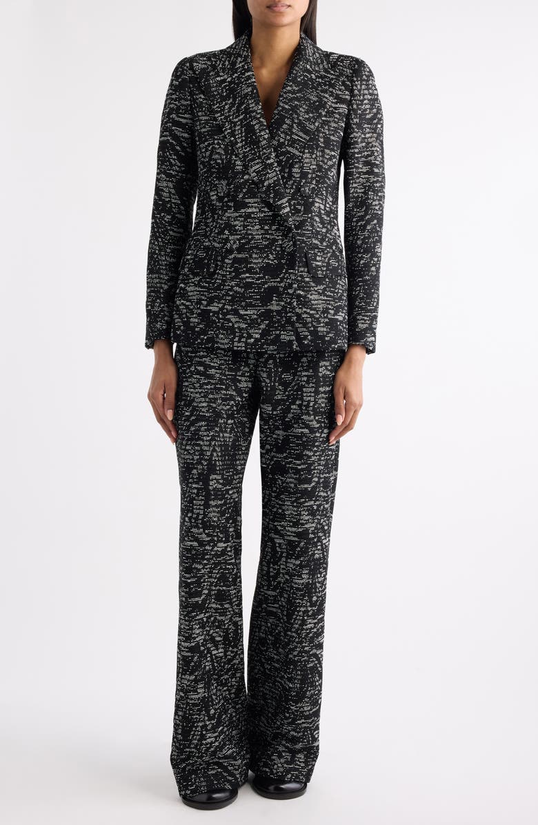 Dries Van Noten Beaura Abstract Swirl Jacquard Double Breasted Blazer, Alternate, color, Black