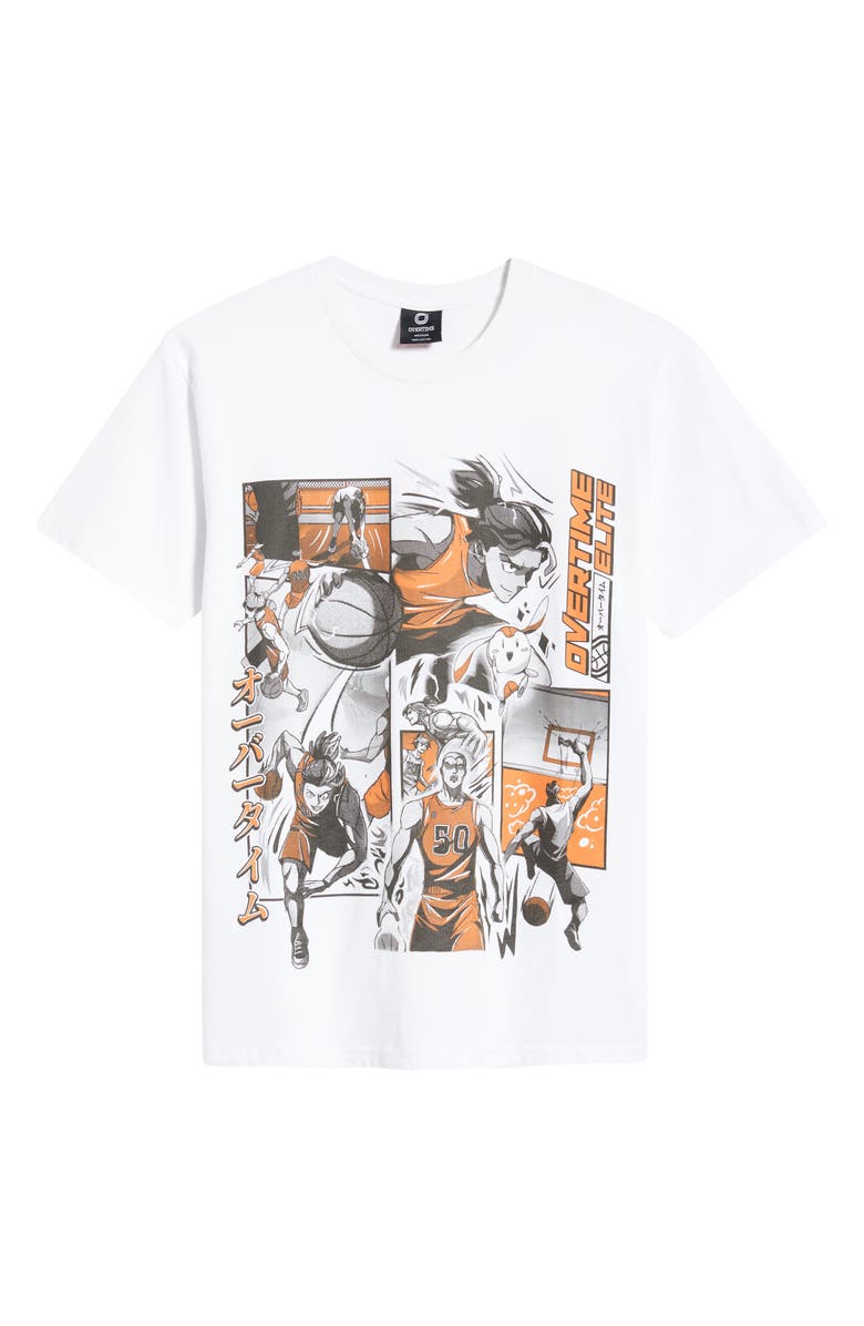 OVERTIME Anime Collage Cotton Graphic T-Shirt, Alternate, color, White