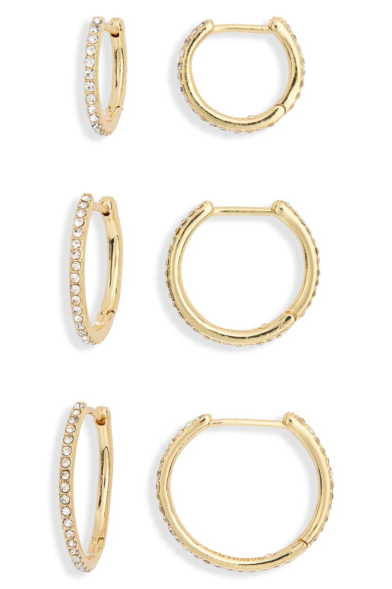 On a Loop Set of 3 Hoop Earrings, Alternate, color, CLEAR