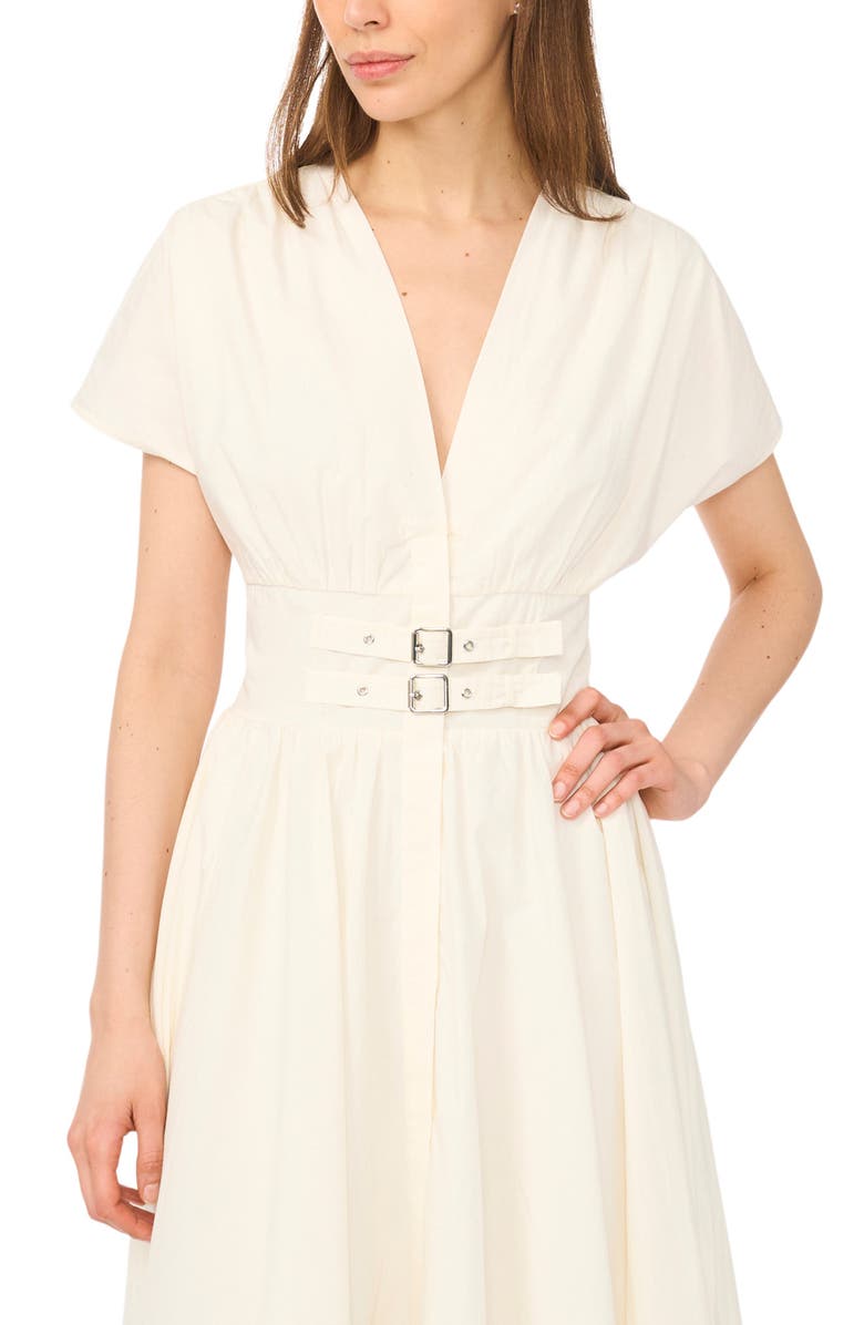 CeCe Double Belt Midi Dress, Alternate, color, Sweet Ivory