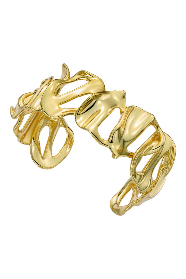 Leila Abstract Leaf Cuff Bracelet, Main, color, GOLD TONE