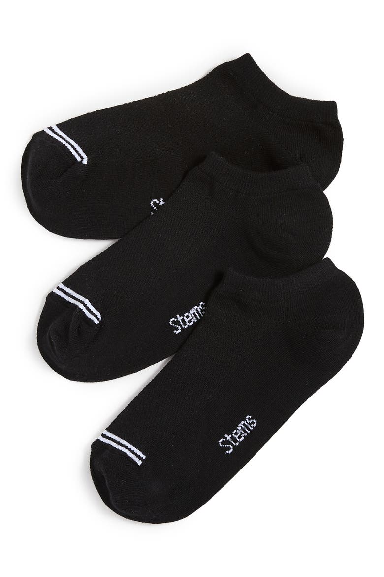 3-Pack Training No-Show Socks, Main, color, BLACK