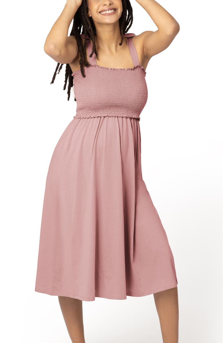 Kindred Bravely Sienna Smocked Maternity & Nursing Dress, Main, color, Light Mauve
