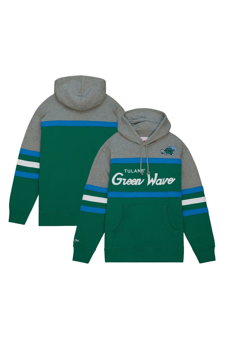 Men's Mitchell & Ness Green Tulane Green Wave Head Coach Pullover Hoodie, Main, color, Green