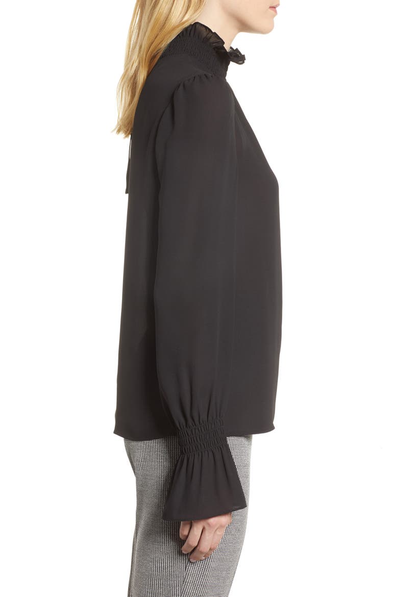 Smocked Neck Blouse, Alternate, color, RICH BLACK