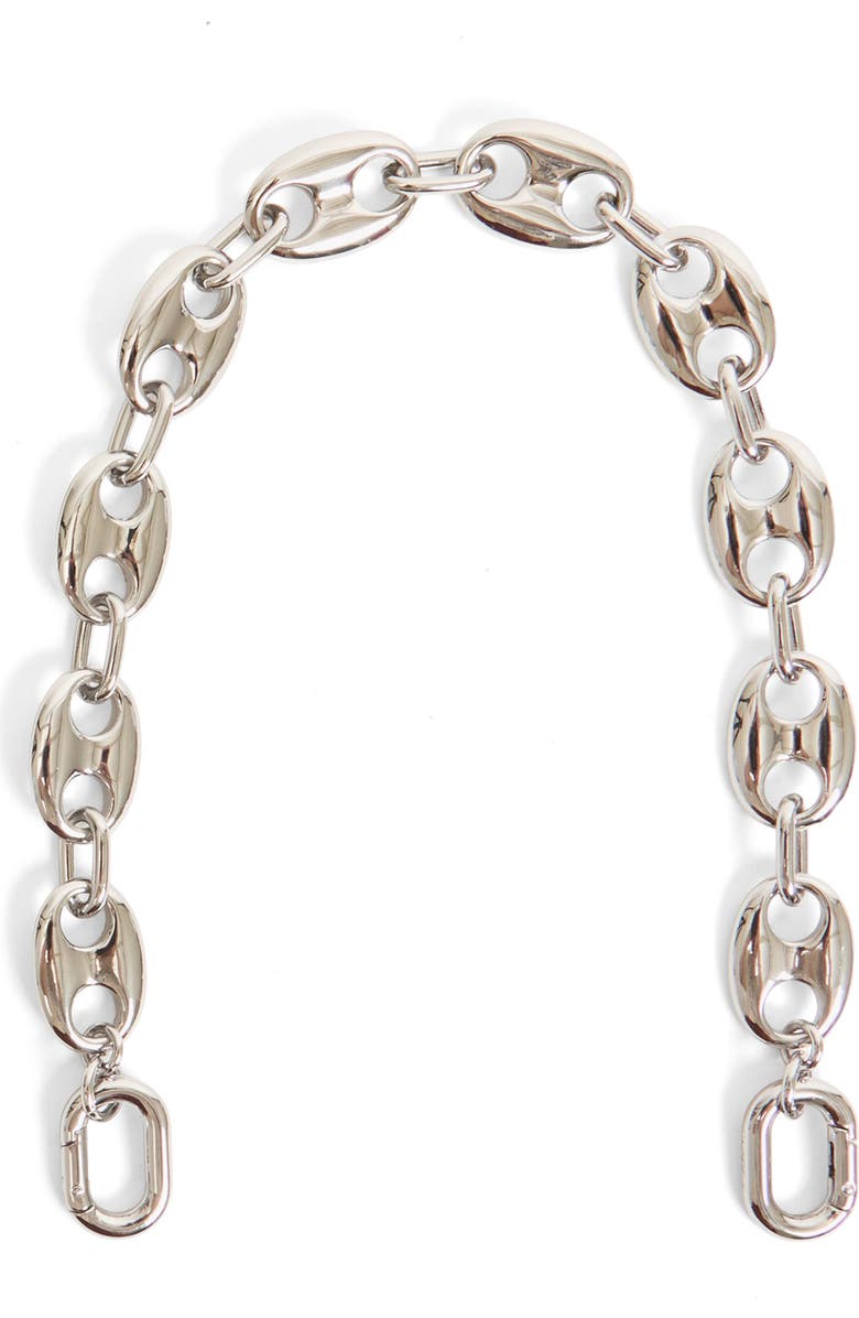 Clare V. Shortie Mariner Chain Strap, Main, color, Silver