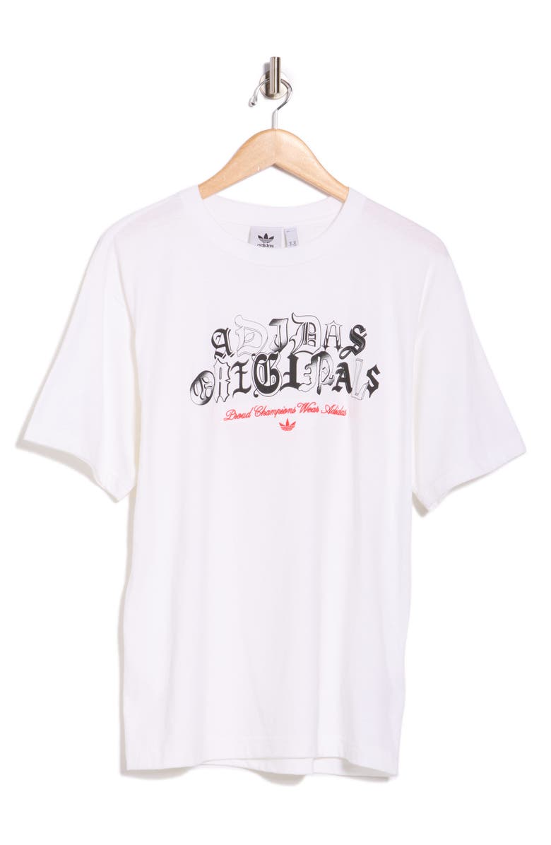 adidas Old English Cotton Graphic T-Shirt, Alternate, color, White