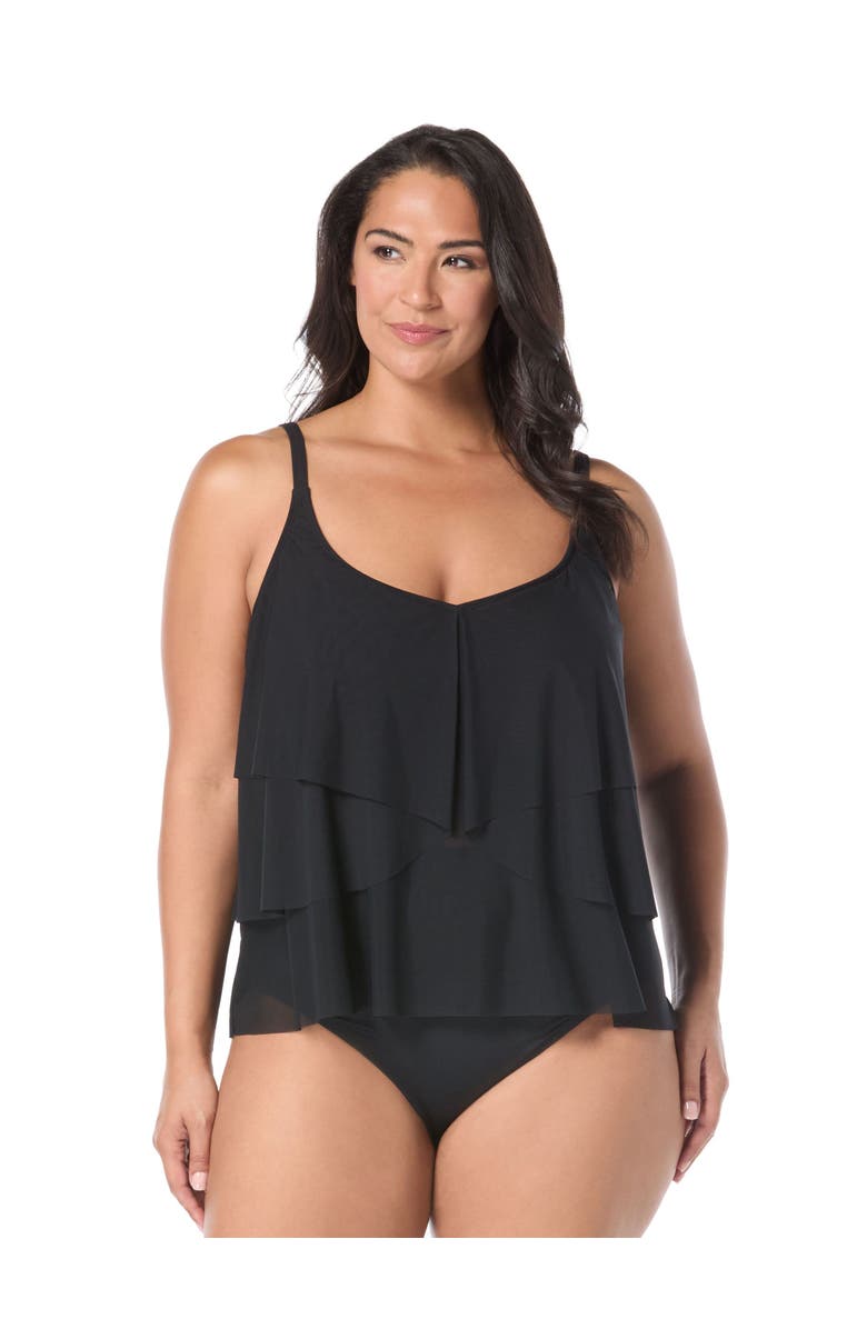 COCO REEF Lotus Ruffle Tankini Top, Main, color, Cast-Black