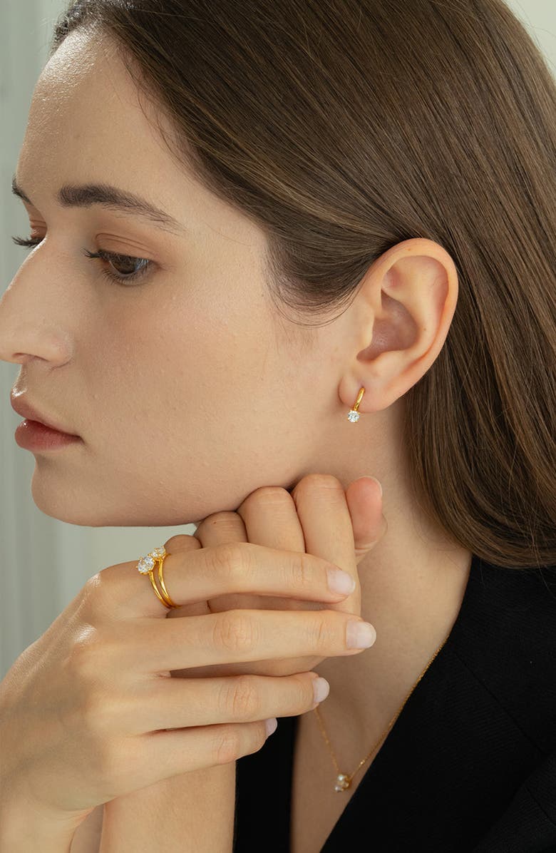 Bearfruit Jewelry Sterling Silver 18k Gold Plated Anastasia Huggies Delicate Minimal, Alternate, color, Silver