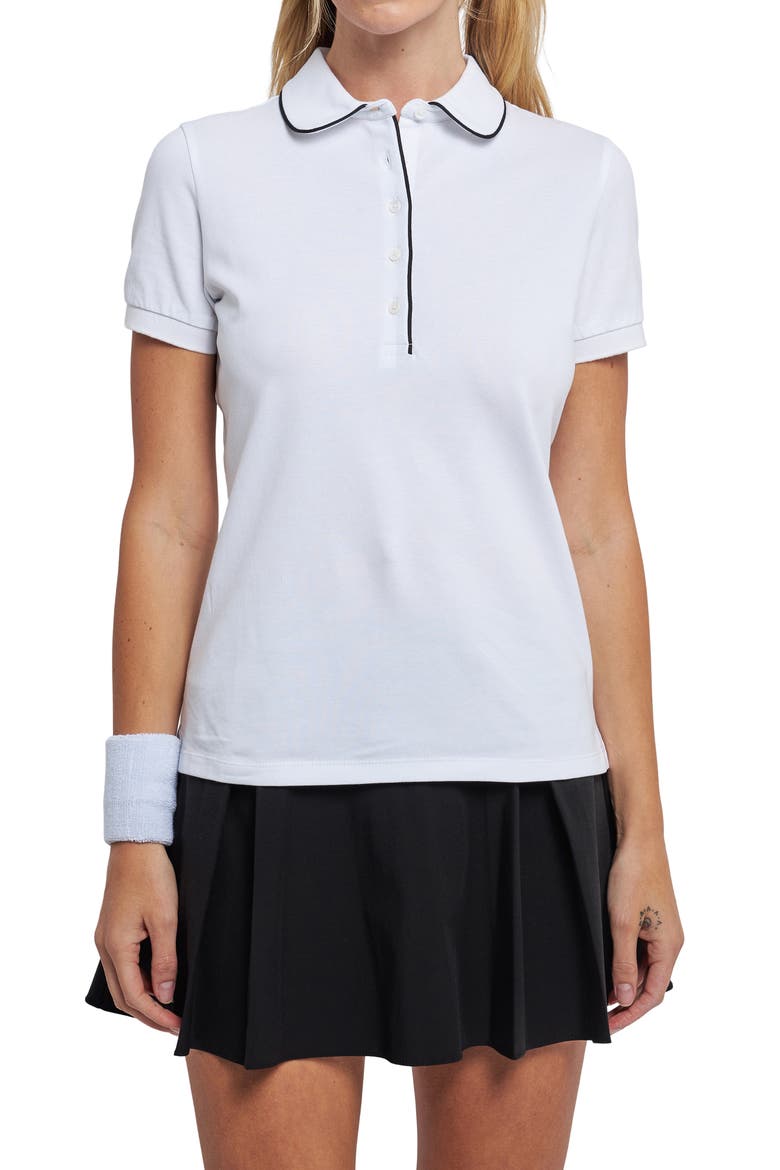 Piped Polo Shirt, Alternate, color, WHITE