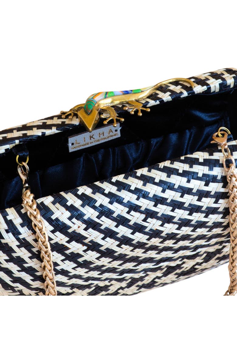 LIKHA Houndstooth Octagon Clutch, Alternate, color, Black