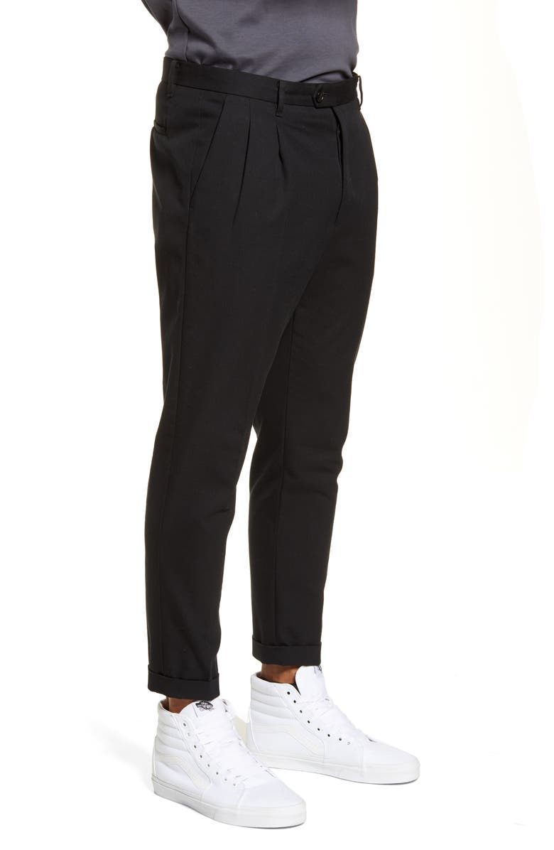 AllSaints Tallis Pleated Cotton & Wool Trousers, Alternate, color, 