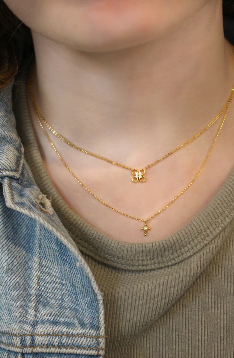 Bony Levy Kids' 18K Gold Diamond Flower Pendant Necklace, Alternate, color,