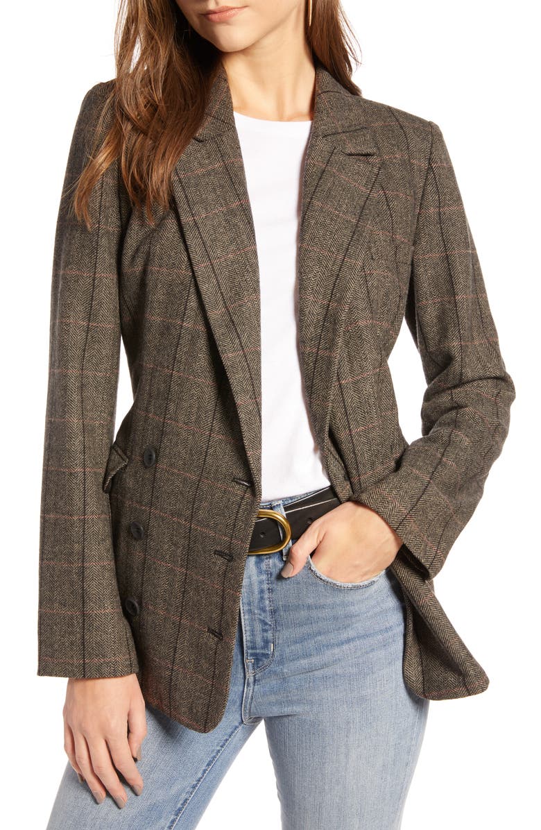 Treasure & Bond Plaid Double Breasted Blazer, Main, color, 