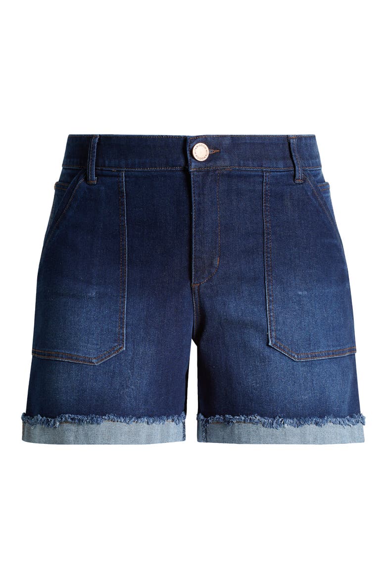 Patch Pocket High Waist Denim Shorts, Alternate, color, INDIGO