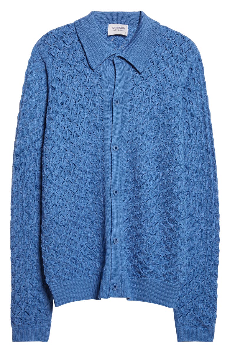John Smedley Winster Wool Cardigan, Alternate, color, Saltire Blue