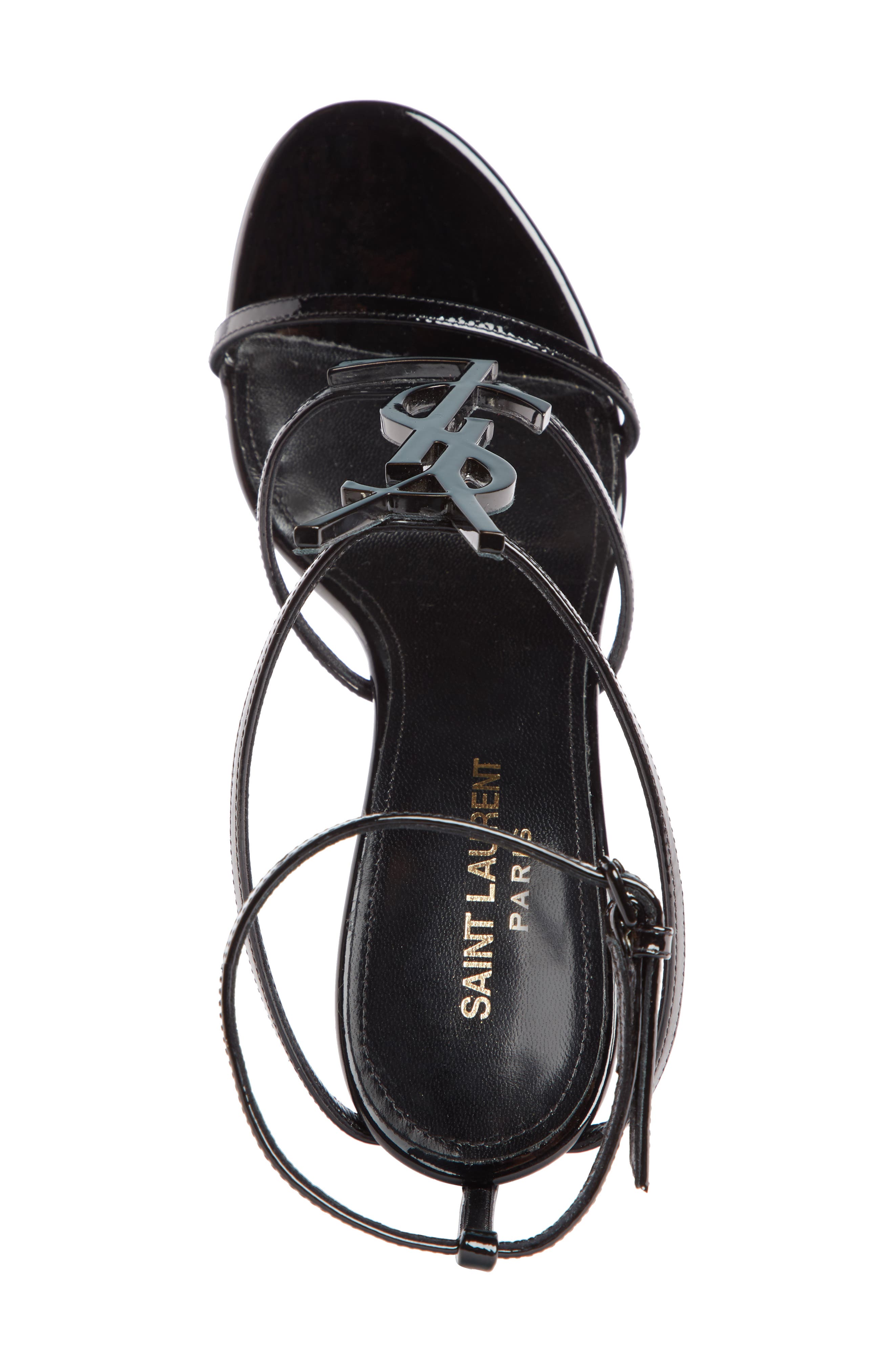 Saint Laurent Cassandra YSL Logo Sandal, Alternate, color, 