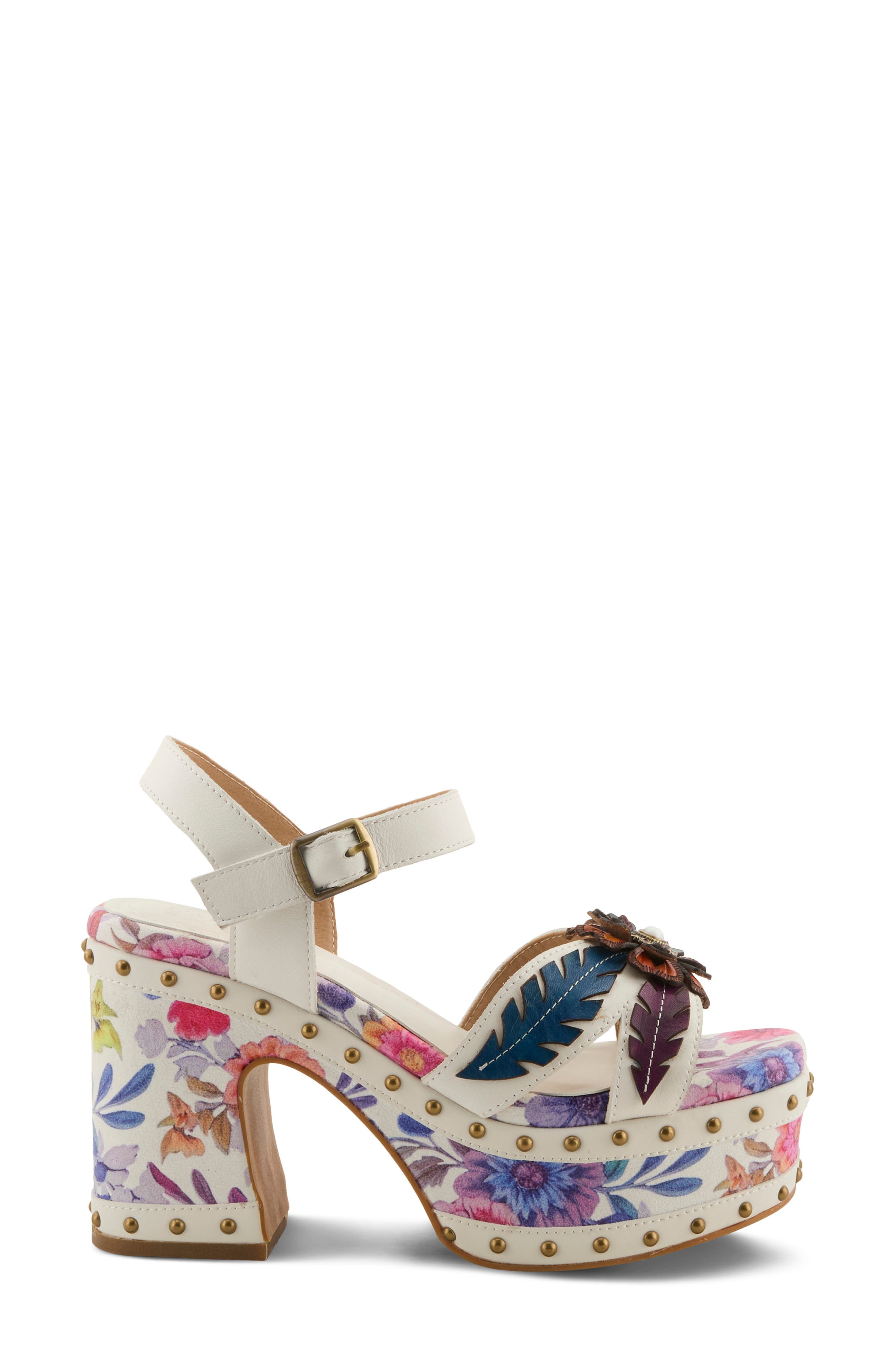 L'Artiste by Spring Step Deckedout Ankle Strap Platform Sandal, Alternate, color, White Multi