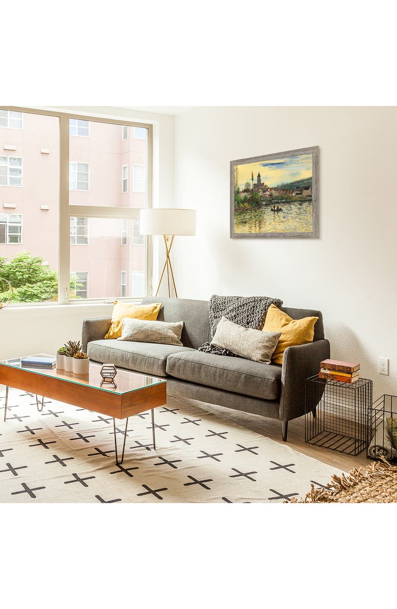 OVERSTOCK ART The Seine at Vetheuil by Claude Monet Hand Painted Oil Reproduction in Metropolitan Pewter Frame, 20" x 24", Alternate, color, 