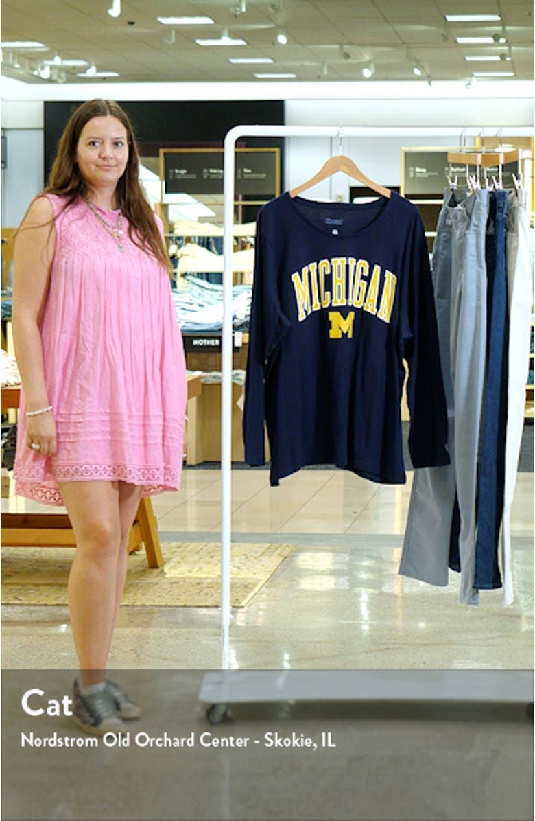 Men's Champion Navy Michigan Wolverines Big & Tall Arch Team Logo T-Shirt, sales video thumbnail