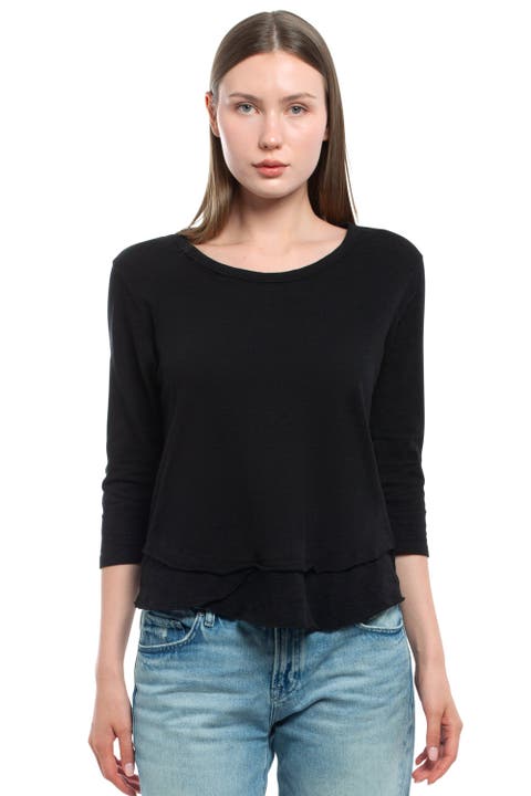 Shrunken Crew 3/4 Sleeve Mock Layer Tee