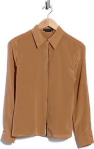 ALICE + OLIVIA Willa Silk Hidden Placket Shirt